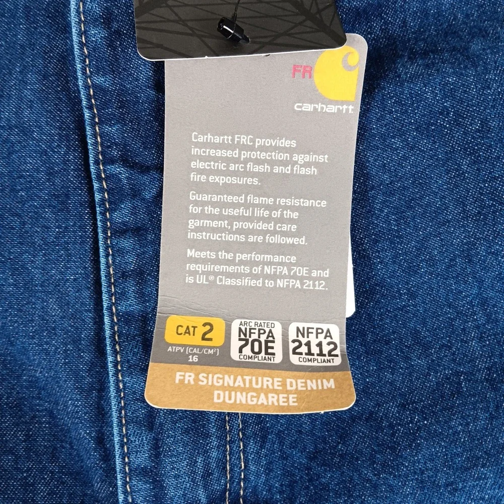 Carhartt FRB13-DNM Mens Flame Resistant FR Denim Dungaree Jeans 44x32 CAT 2 NWT